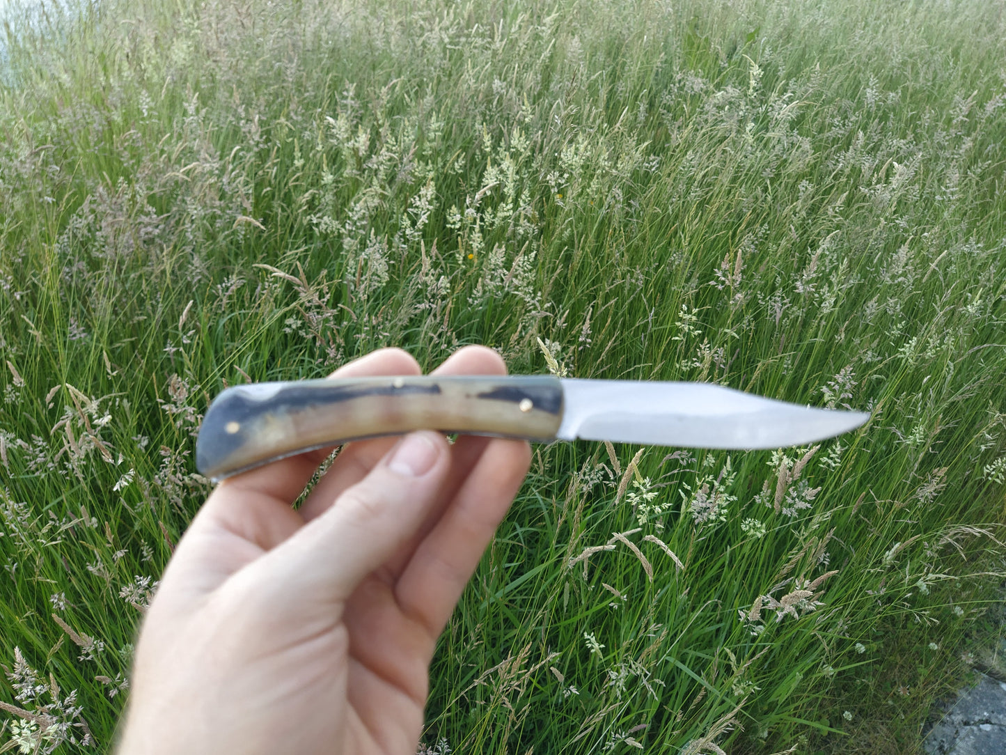 Nature's Edge Farmer's Pocket Knife: A Masterpiece Crafted from Authentic Animal Horn!