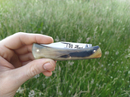 Nature's Edge Farmer's Pocket Knife: A Masterpiece Crafted from Authentic Animal Horn!